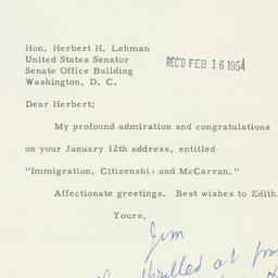 Letter: 1954 February 11