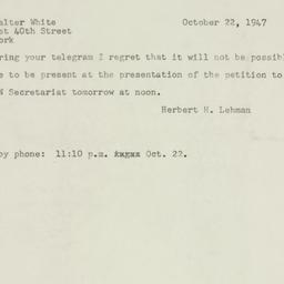 Telegram: 1947 October 22