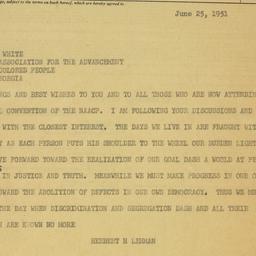 Telegram: 1951 June 25