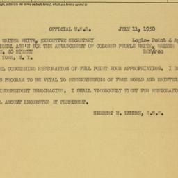 Telegram: 1950 July 11
