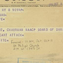 Telegram: 1952 October 8