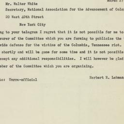 Telegram: 1946 March 27