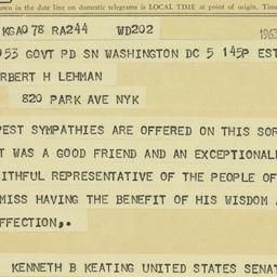 Telegram: 1963 December 5