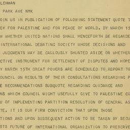 Telegram: 1948 March 8