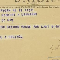 Telegram: 1947 December 16