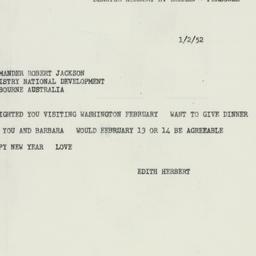 Telegram: 1952 January 2
