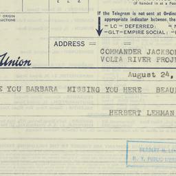 Telegram: 1953 August 24