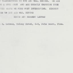 Telegram: 1961 November 22