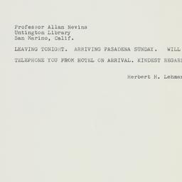 Telegram: 1961 February 9