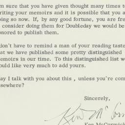 Letter: 1961 March 1