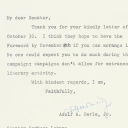 Letter: 1958 November 3