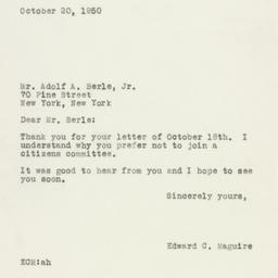 Letter: 1950 October 20