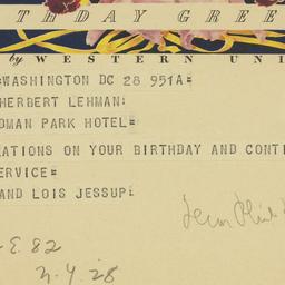 Telegram: 1953 March 28