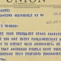 Telegram: 1954 January 9