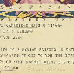 Telegram: 1949 November 9