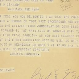 Telegram: 1947 September 26
