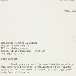 Letter: 1950 April 26