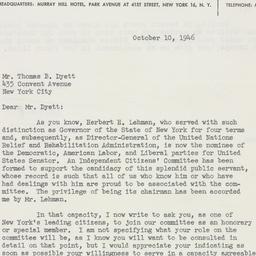 Letter: 1946 October 10