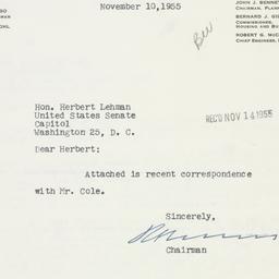 Letter: 1955 November 10