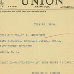 Telegram: 1934 July 24