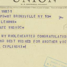 Telegram: 1950 September 10