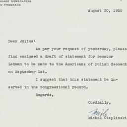 Letter: 1950 August 30