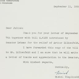 Letter: 1950 September 11