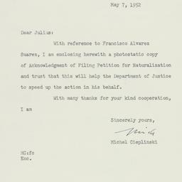 Letter: 1952 May 7