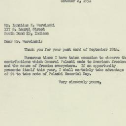 Letter: 1951 October 2