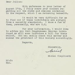Letter: 1951 August 22