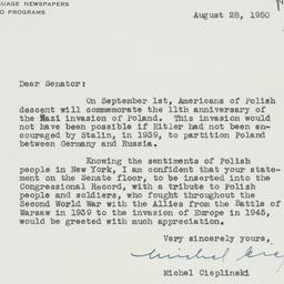Letter: 1950 August 28