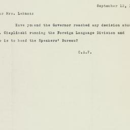 Memorandum: 1950 September 12