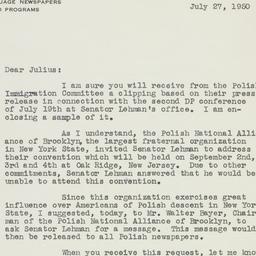 Letter: 1950 July 27