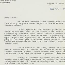 Letter: 1950 August 3