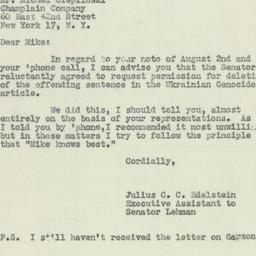 Letter: 1950 August 4