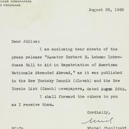 Letter: 1950 August 26
