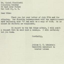 Letter: 1950 July 29