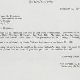 Letter: 1941 February 27