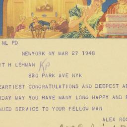 Telegram: 1948 March 27
