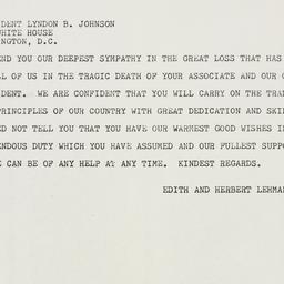 Telegram: 1963 November 23