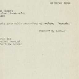 Telegram: 1945 March 20