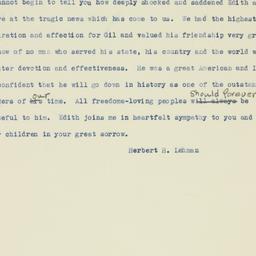 Telegram: 1947 November 4