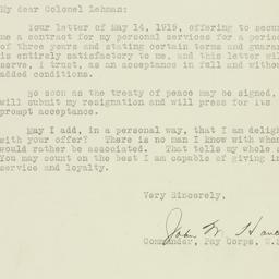 Letter: 1919 May 15