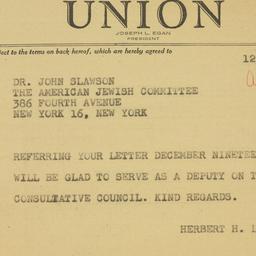 Telegram: 1946 December 23