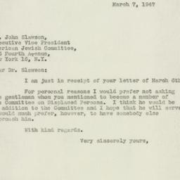 Letter: 1947 March 7