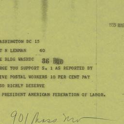 Telegram: 1955 March 15