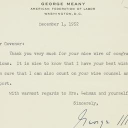 Letter: 1952 December 1