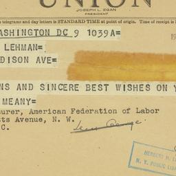 Telegram: 1949 November 9