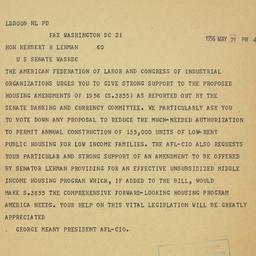Telegram: 1956 May 21