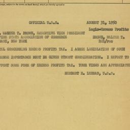 Telegram: 1950 August 31